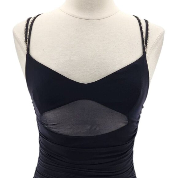 Lucy In The Sky Womens Medium Dress Sandra Mesh Bodycon Rhinestone Straps Party - Picture 3 of 11